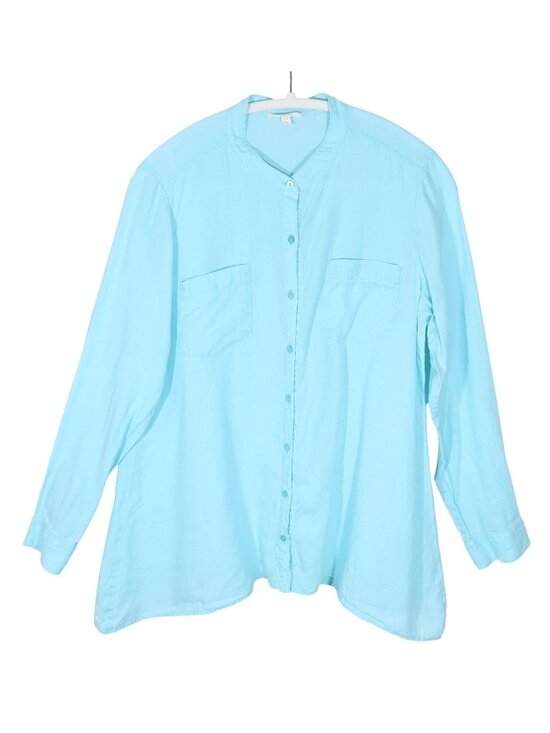Eileen Fisher Tops - EILEEN FISHER Linen Button Up Relaxed Tunic Top Size S Casual Coastal Preppy